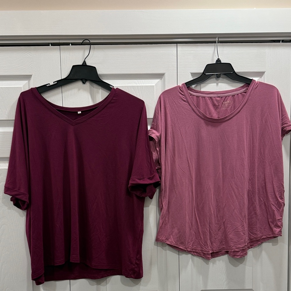 Women's Mondetta Rose Color + Burgundy Tops XXL Short Sleeve